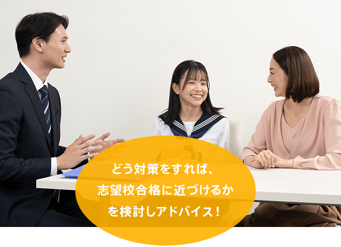 どう対策をすれば、志望校合格に近づけるかを検討しアドバイス!
