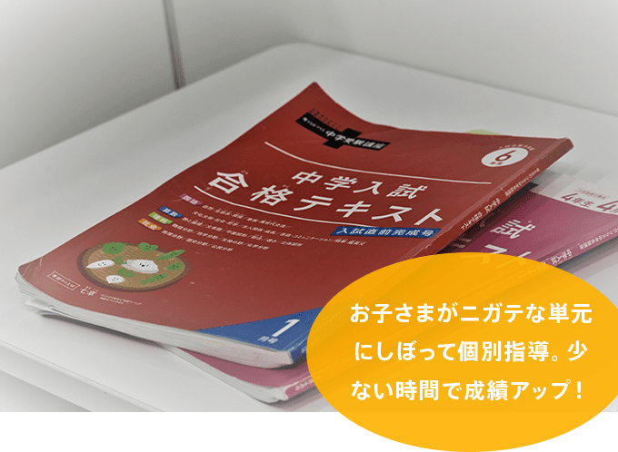 お子さまがニガテな単元にしぼって個別指導。少ない時間で成績アップ!