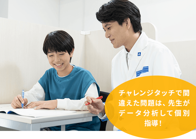 チャレンジタッチで間違えた問題は、先生がデータ分析して個別指導!